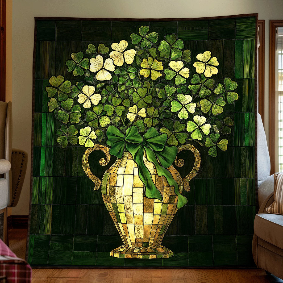 Blooming Luck Quilted Blanket printed blanket