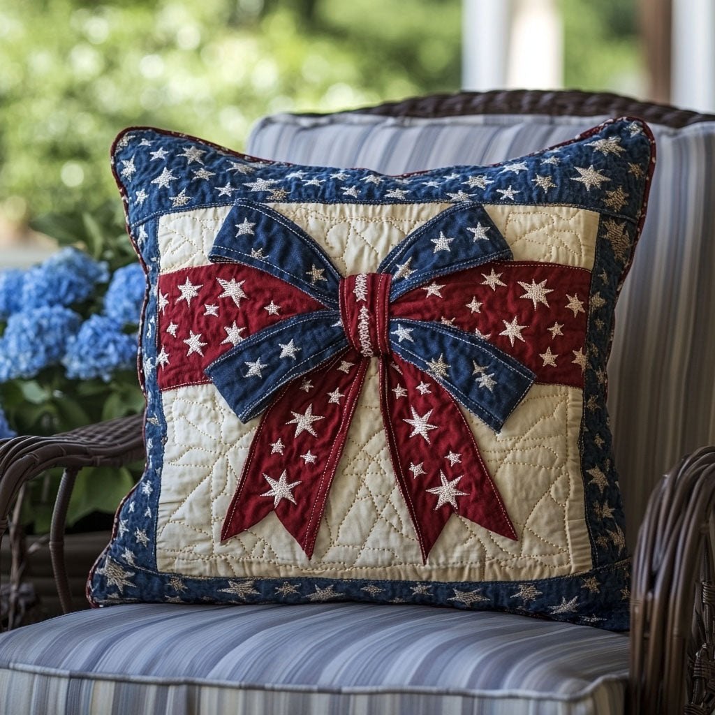 Blooming Patriotism Quilted Cushion Cover printed cushion cover