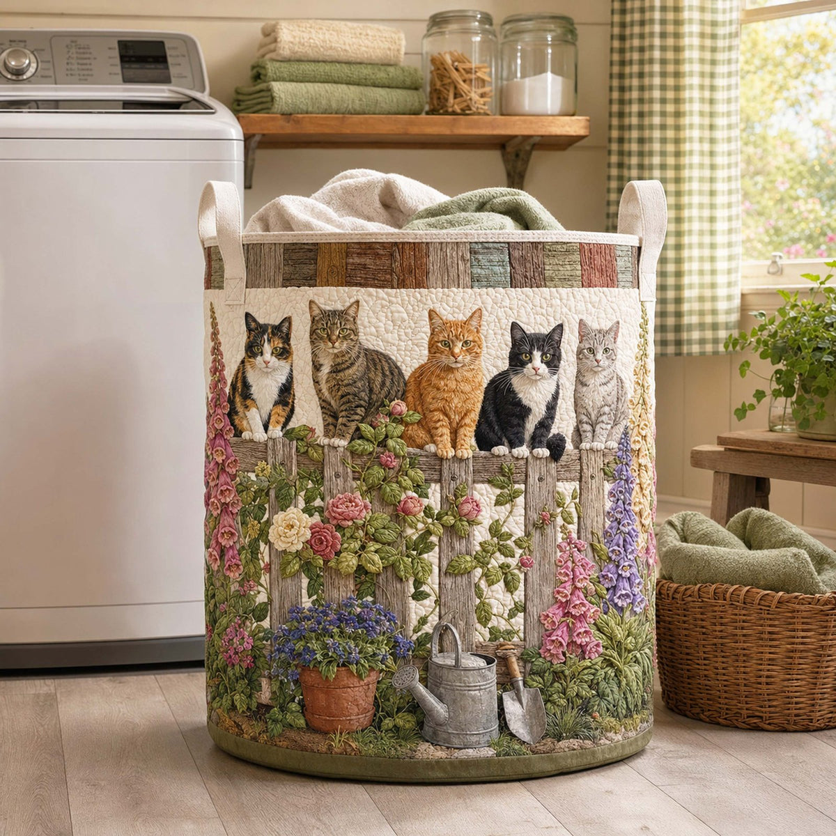 Blooming Paws Quilted Laundry Hamper printed laundry hamper