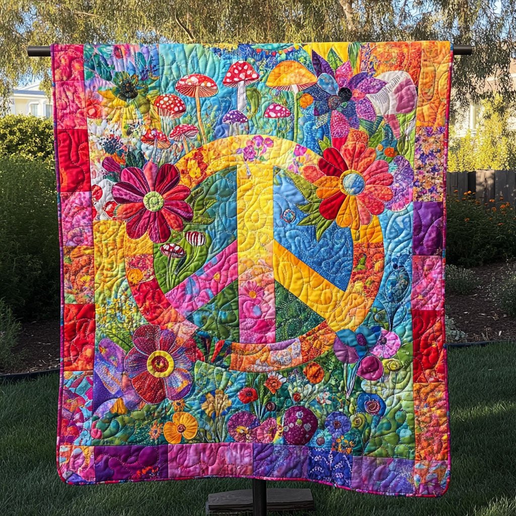 Blooming Peace Quilted Blanket printed blanket