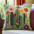 Blooming Prickles Quilted Cushion Cover printed cushion cover