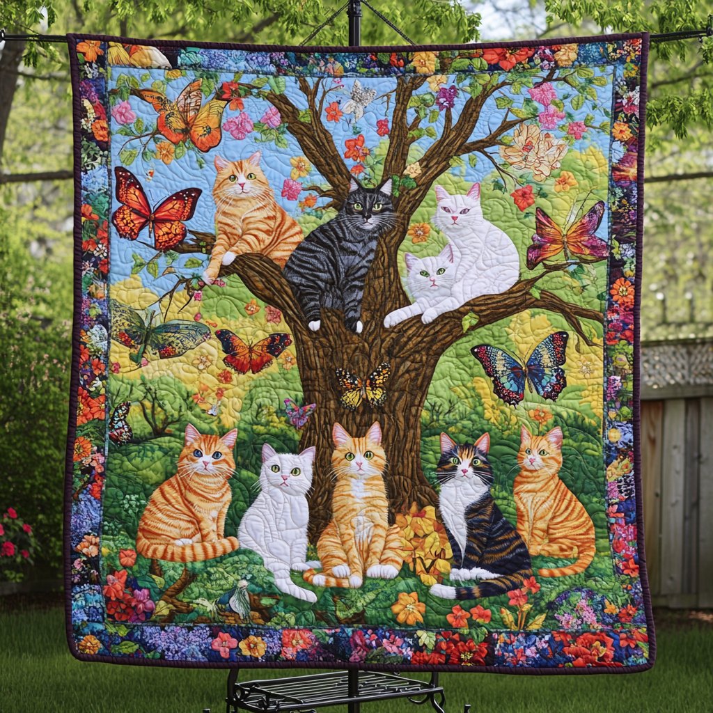 Blooming Purrfection Quilted Blanket printed blanket