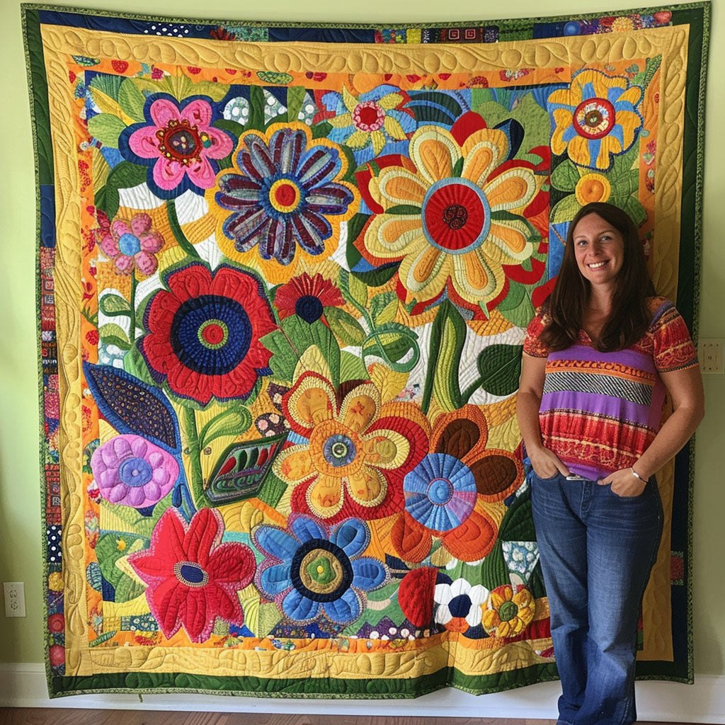 Blooming Radiance Quilted Blanket printed blanket