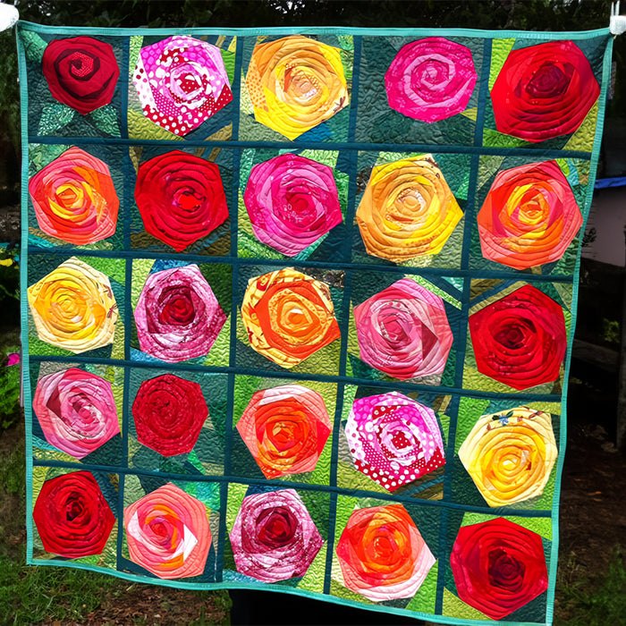 Blooming Roses Quilted Blanket printed blanket