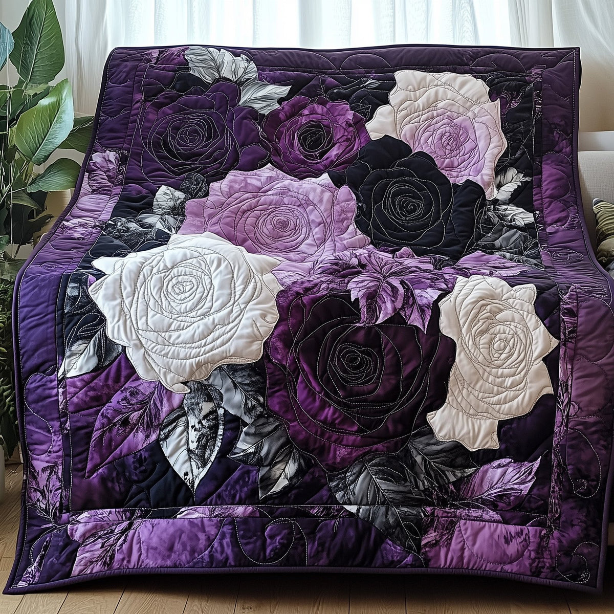 Blooming Serenity Quilted Blanket printed blanket