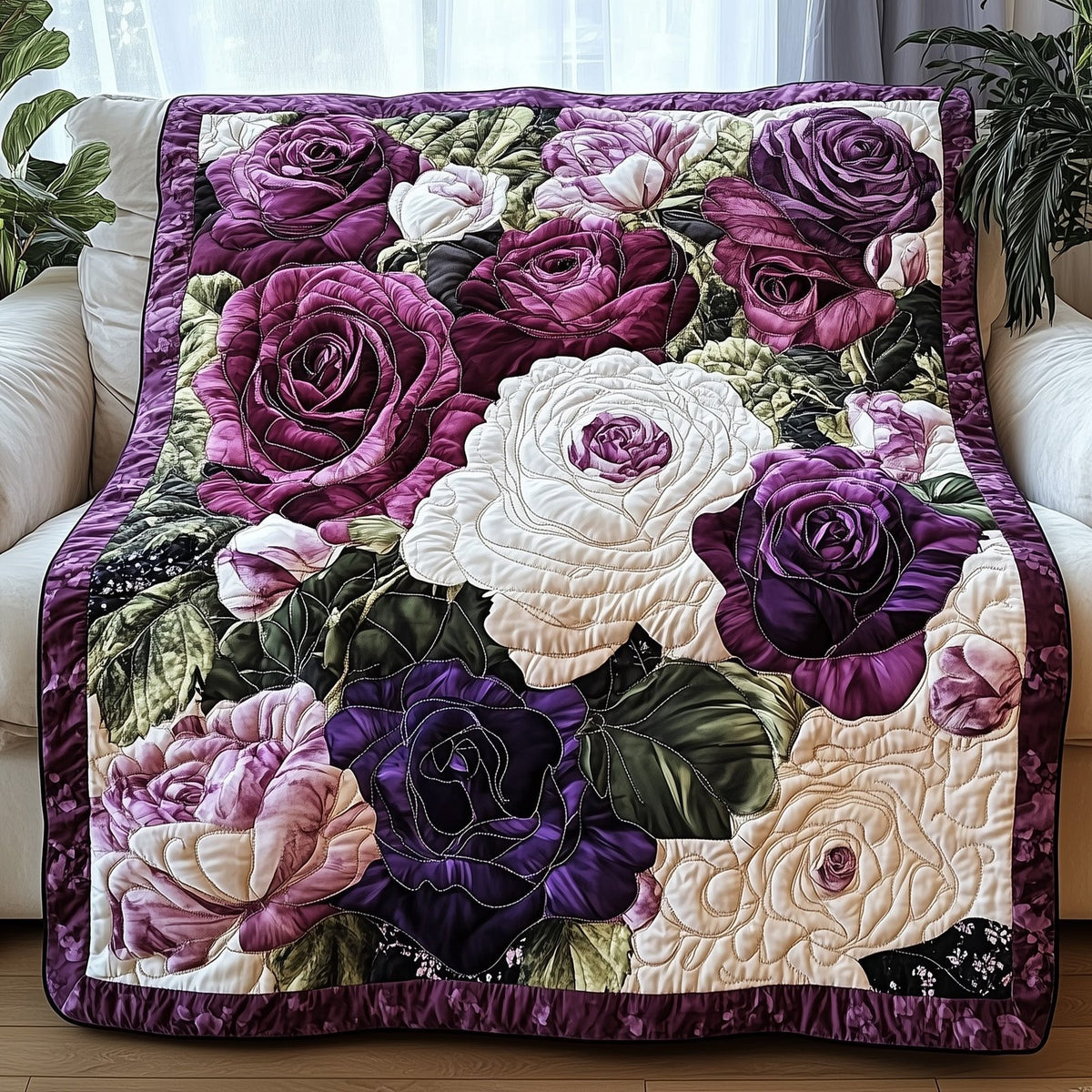 Blooming Serenity Quilted Blanket printed blanket