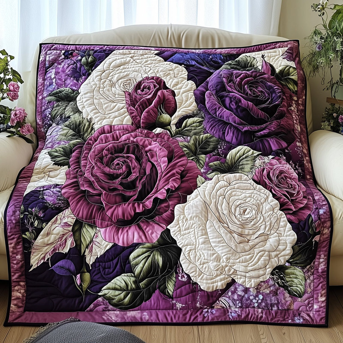 Blooming Serenity Quilted Blanket printed blanket