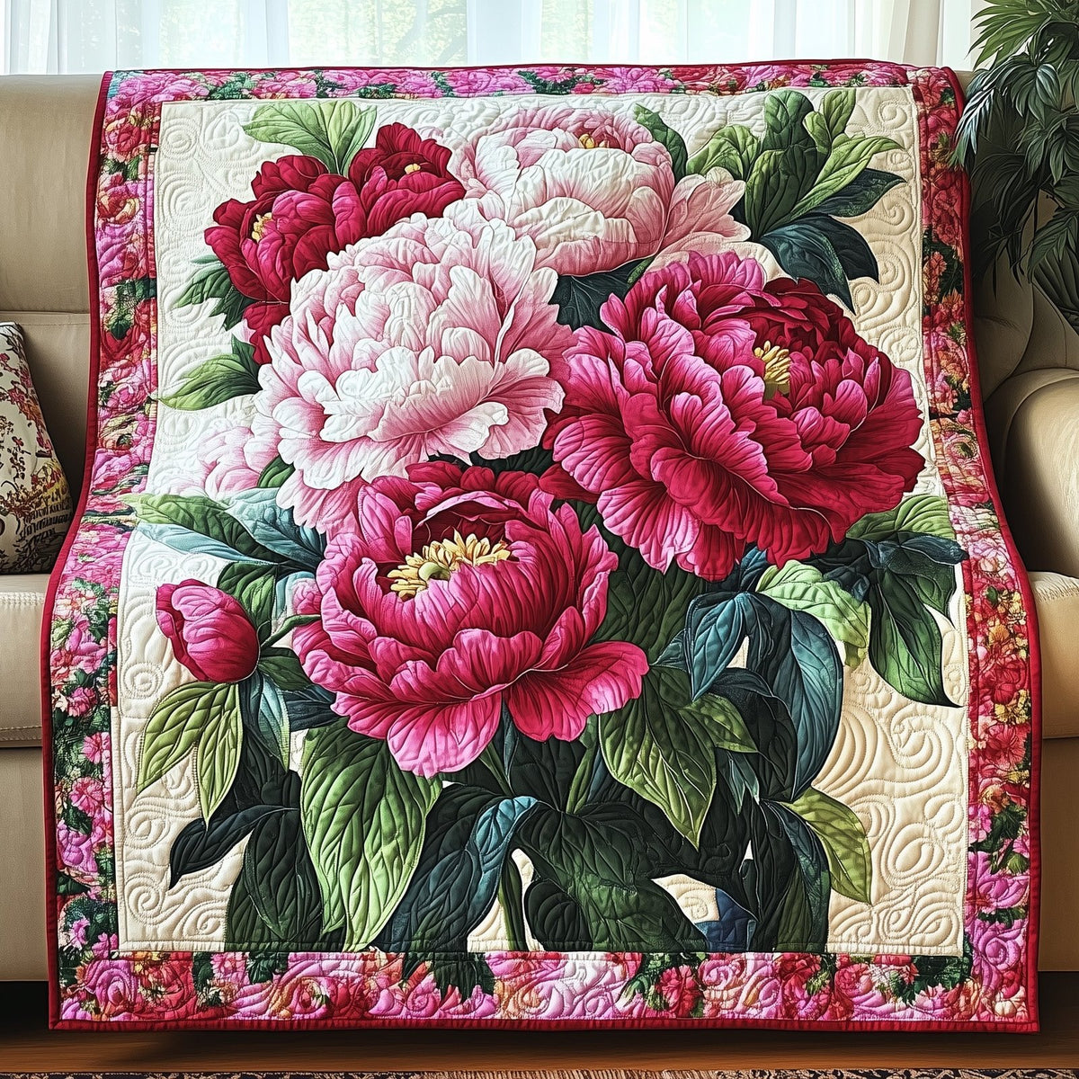 Blooming Serenity Quilted Blanket printed blanket