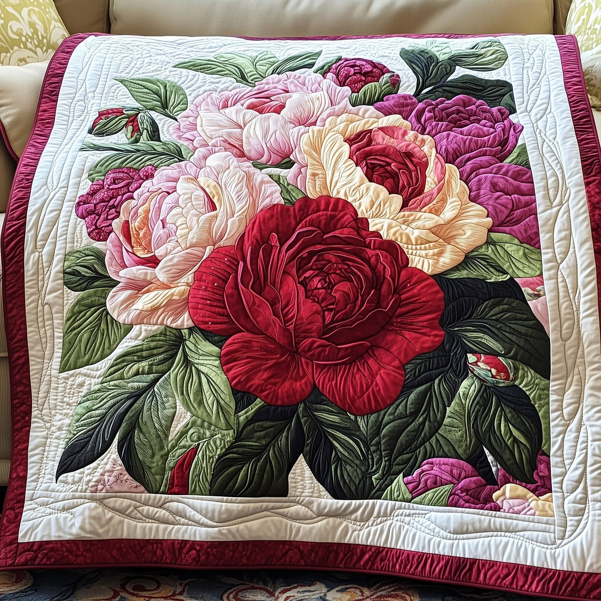 Blooming Serenity Quilted Blanket printed blanket