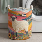 Blooming Sheep Quilted Laundry Hamper printed laundry hamper