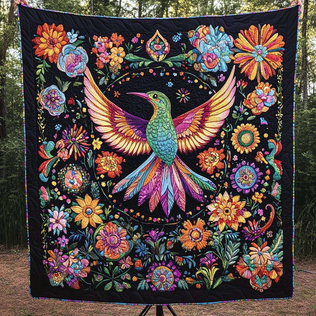 Blooming Spectrum Quilted Blanket printed blanket