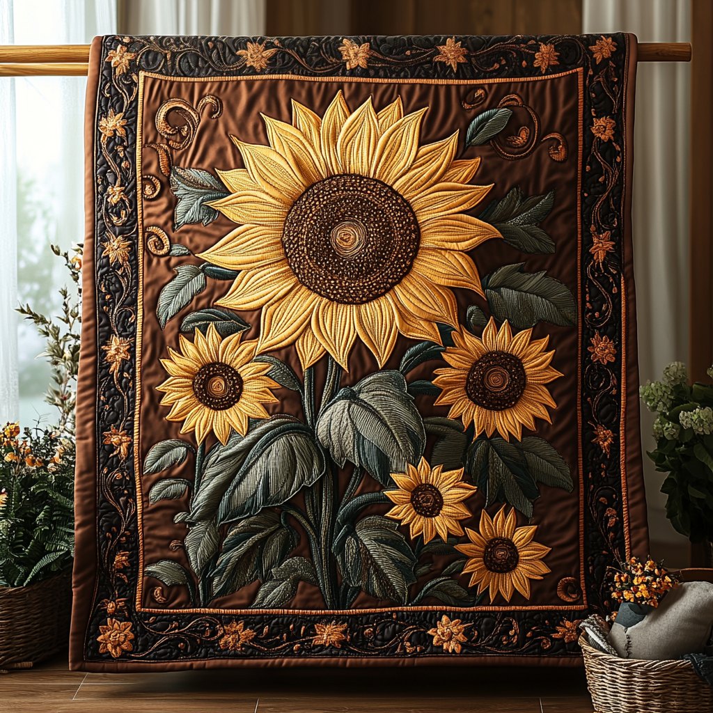 Blooming Sun Quilted Blanket printed blanket
