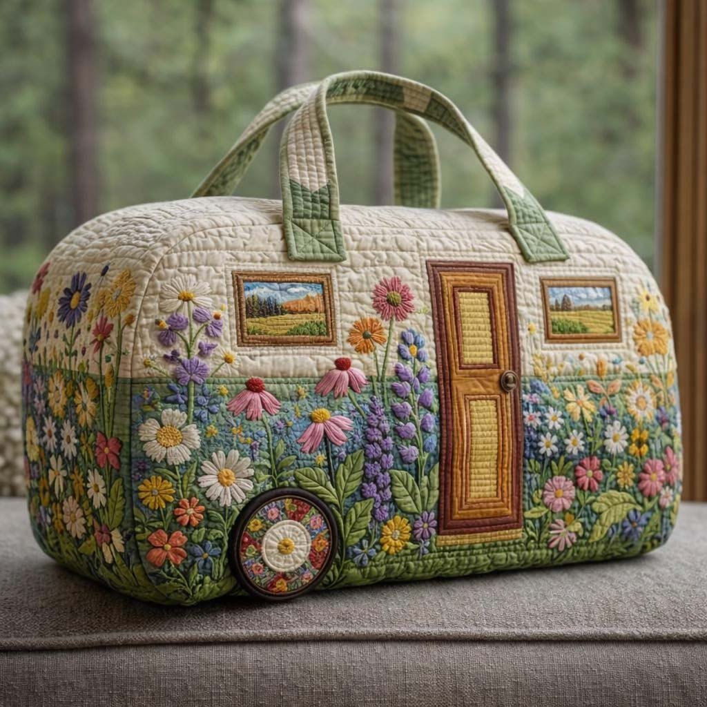 Blooming Trip Quilted Duffle Bag printed duffle bag