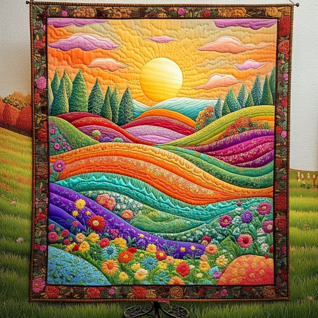 Blooming Valley Quilted Blanket printed blanket