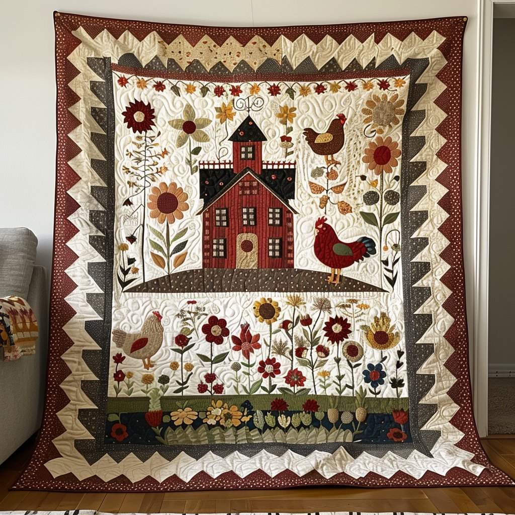 Blossom Barnyard Quilted Blanket printed blanket