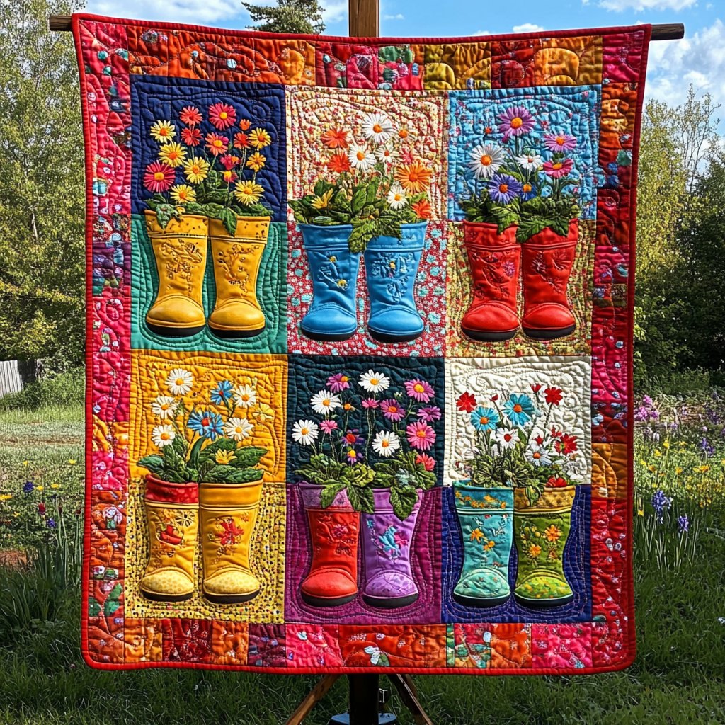 Blossom Boots Quilted Blanket printed blanket