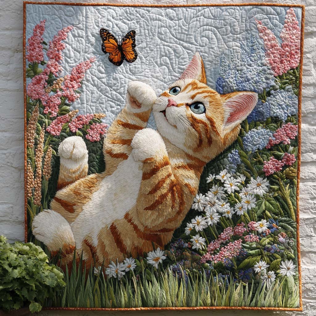 Blossom Cat Quilted Blanket printed blanket