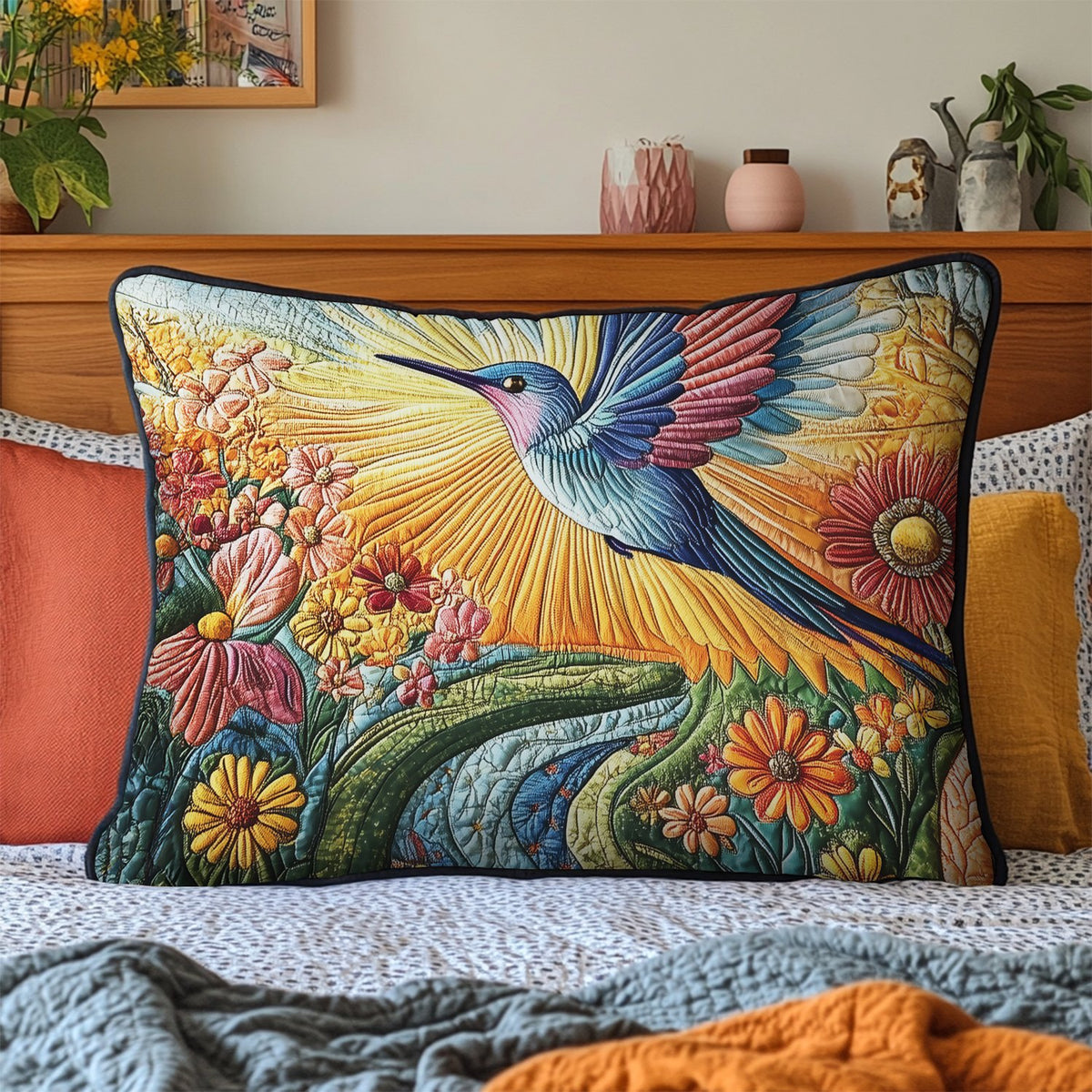 Blossom Flight Quilted Bedding Cushion Cover printed cushion cover