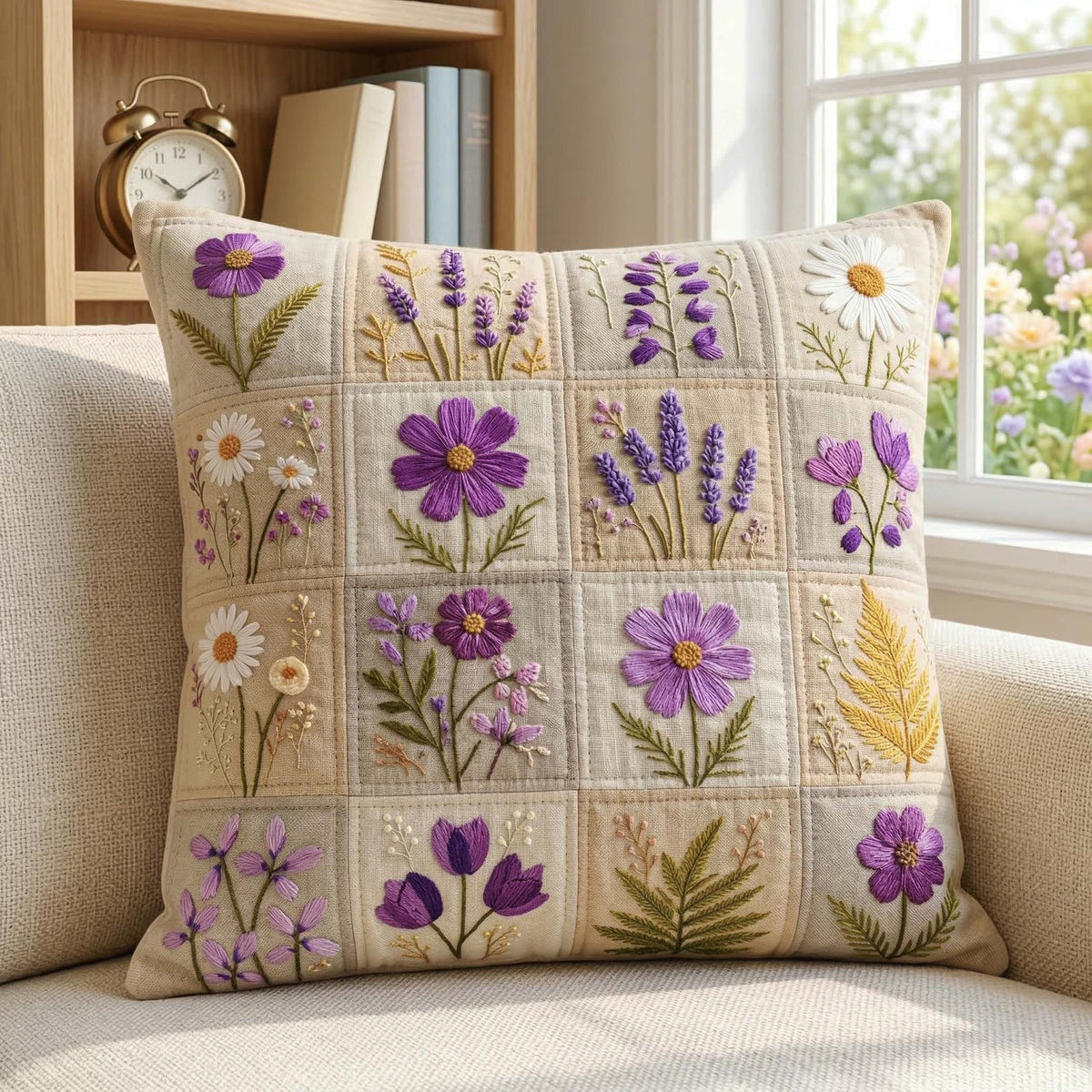 Blossom Grace Quilted Cushion Cover printed cushion cover