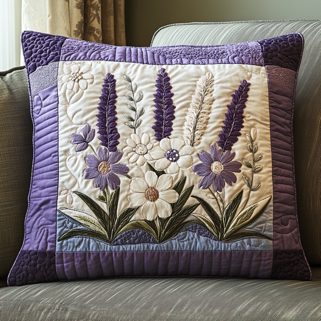 Blossom Haven Quilted Cushion Cover printed cushion cover