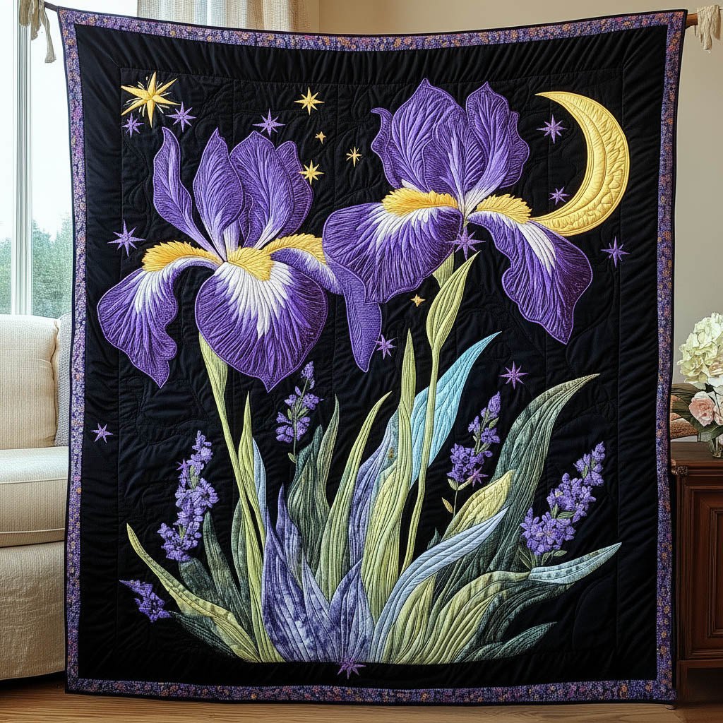 Blossom Iris Quilted Blanket printed blanket
