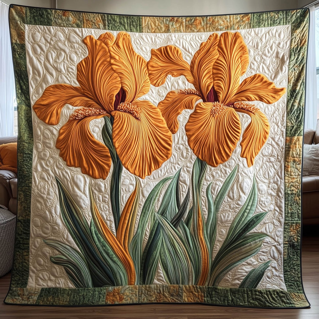 Blossom Iris Quilted Blanket printed blanket