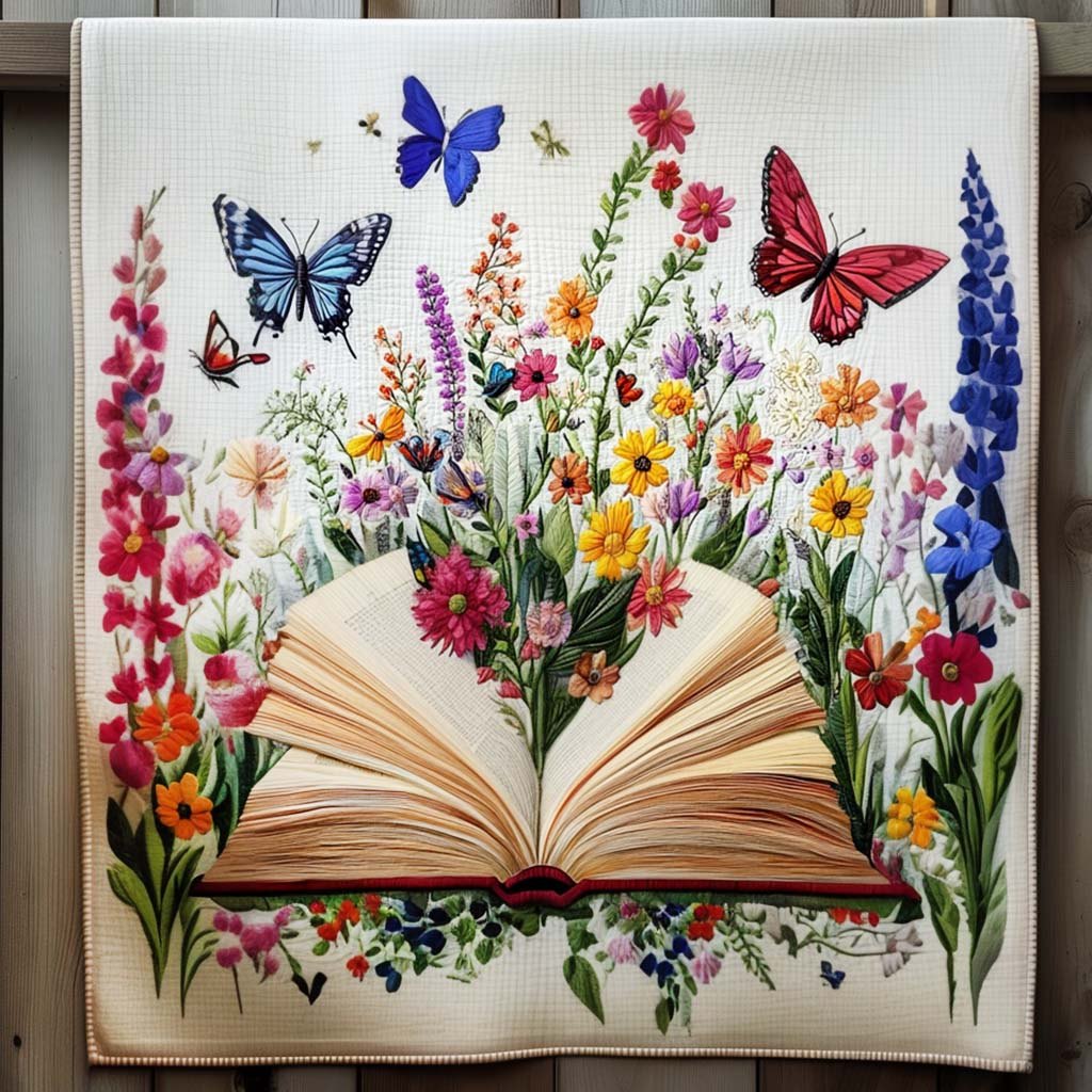 Blossom Of Knowledge Quilted Blanket printed blanket