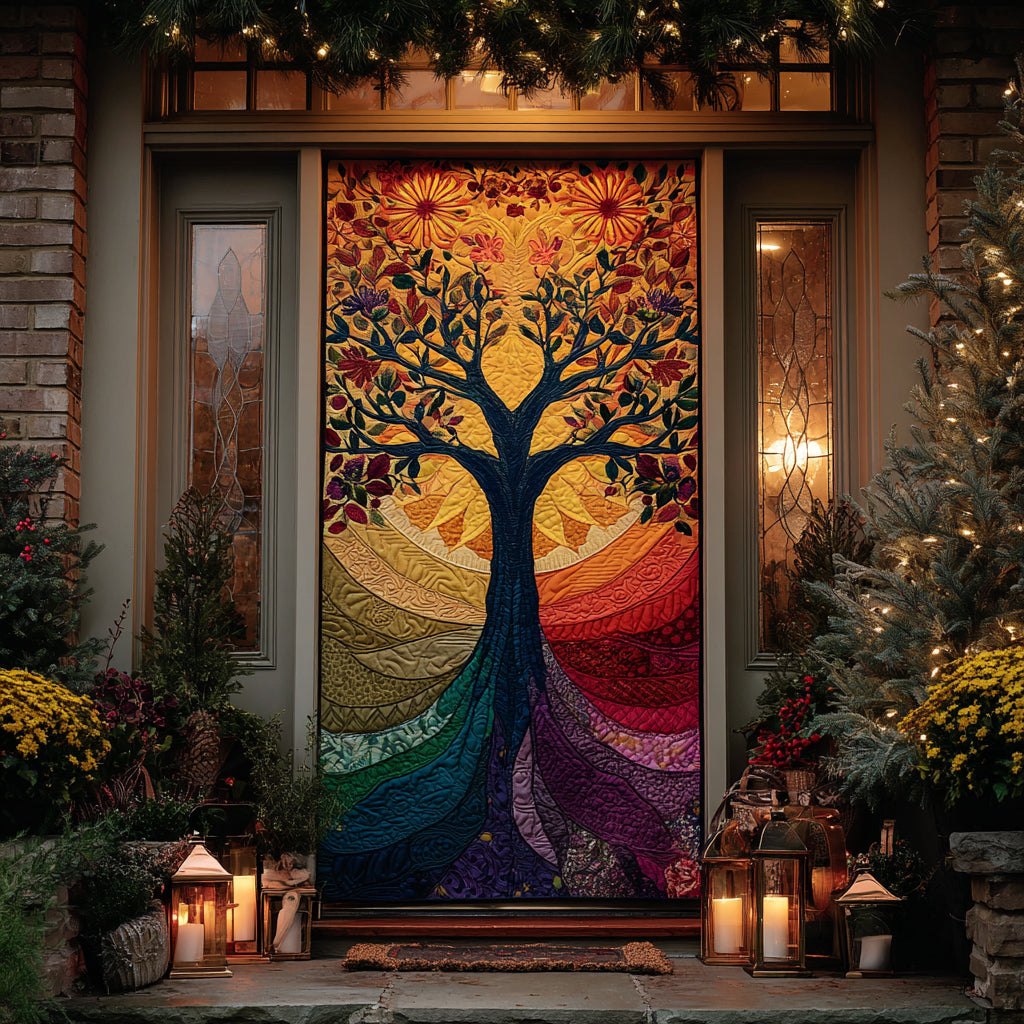 Blossom Path Quilted Door Curtain printed door curtain