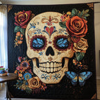 Blossom Skull Quilted Blanket printed blanket