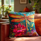Blossom Symphony Dragonfly Quilted Cushion Cover printed cushion cover