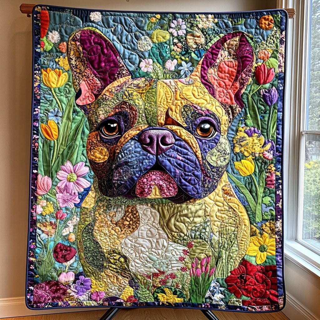 Blossoming Bulldogs Quilted Blanket printed blanket