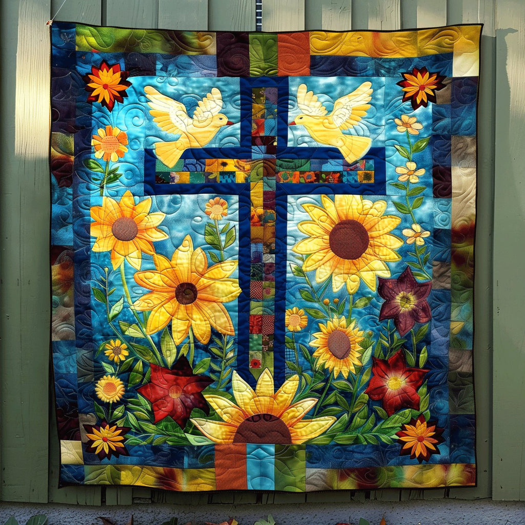 Blossoming Faith Quilted Blanket printed blanket