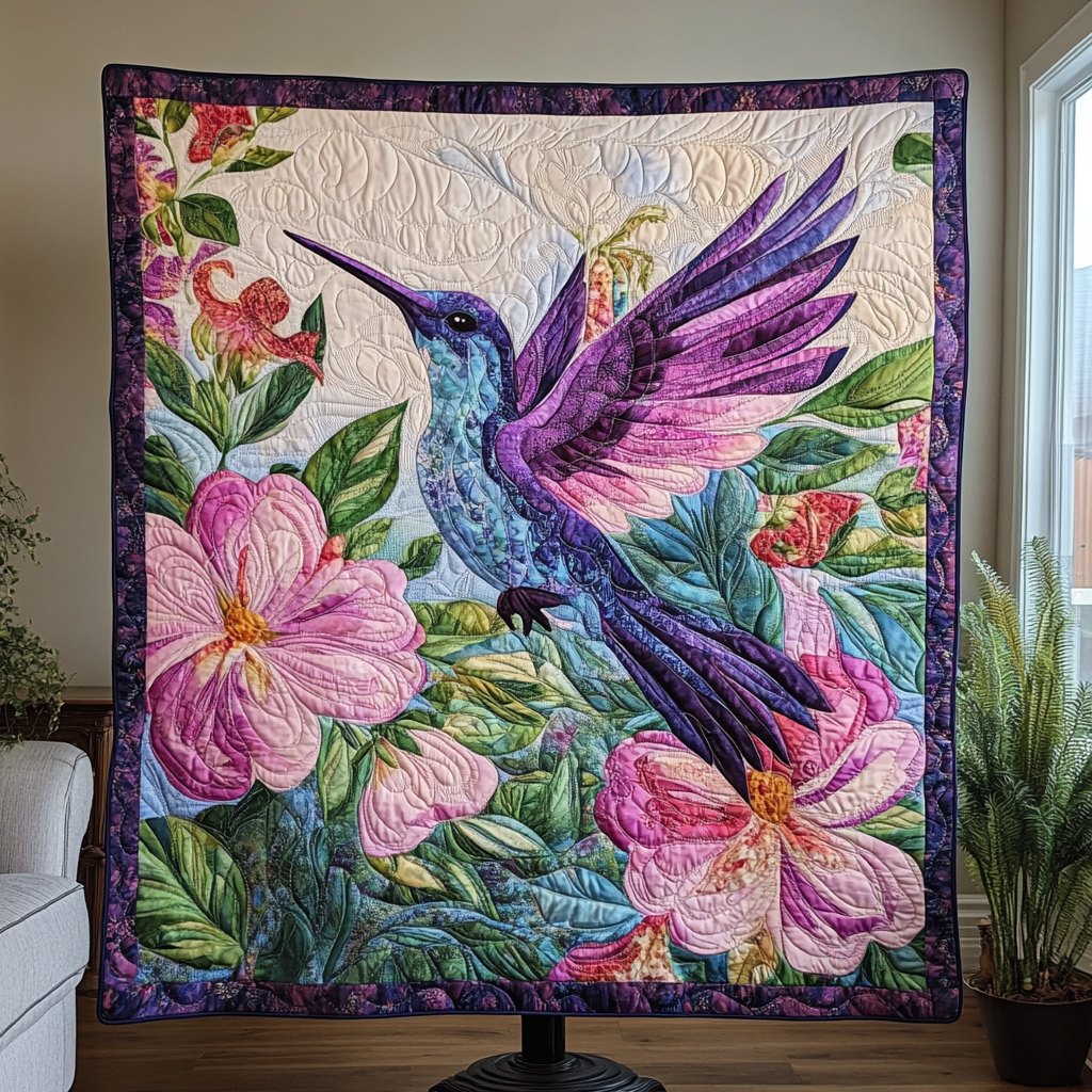 Blossoming Flight Quilted Blanket printed blanket
