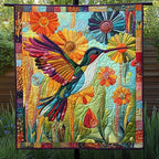 Blossoming Hummingbird Quilted Blanket printed blanket
