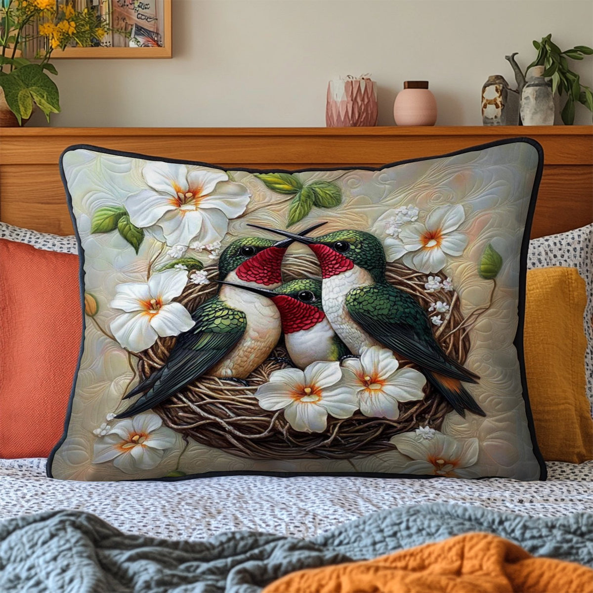 Blossoming Melody Quilted Bedding Cushion Cover printed cushion cover