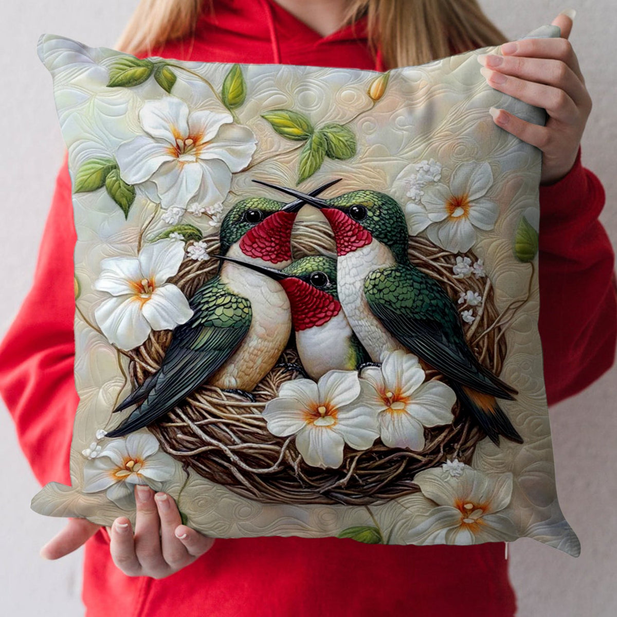 Blossoming Melody Quilted Cushion Cover printed cushion cover