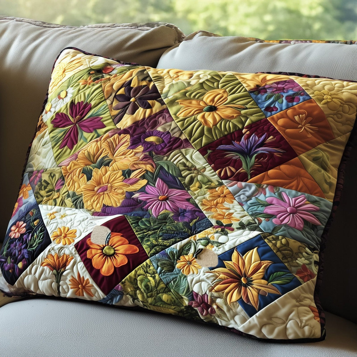 Blossoms and Lace Quilted Bedding Cushion Cover printed cushion cover