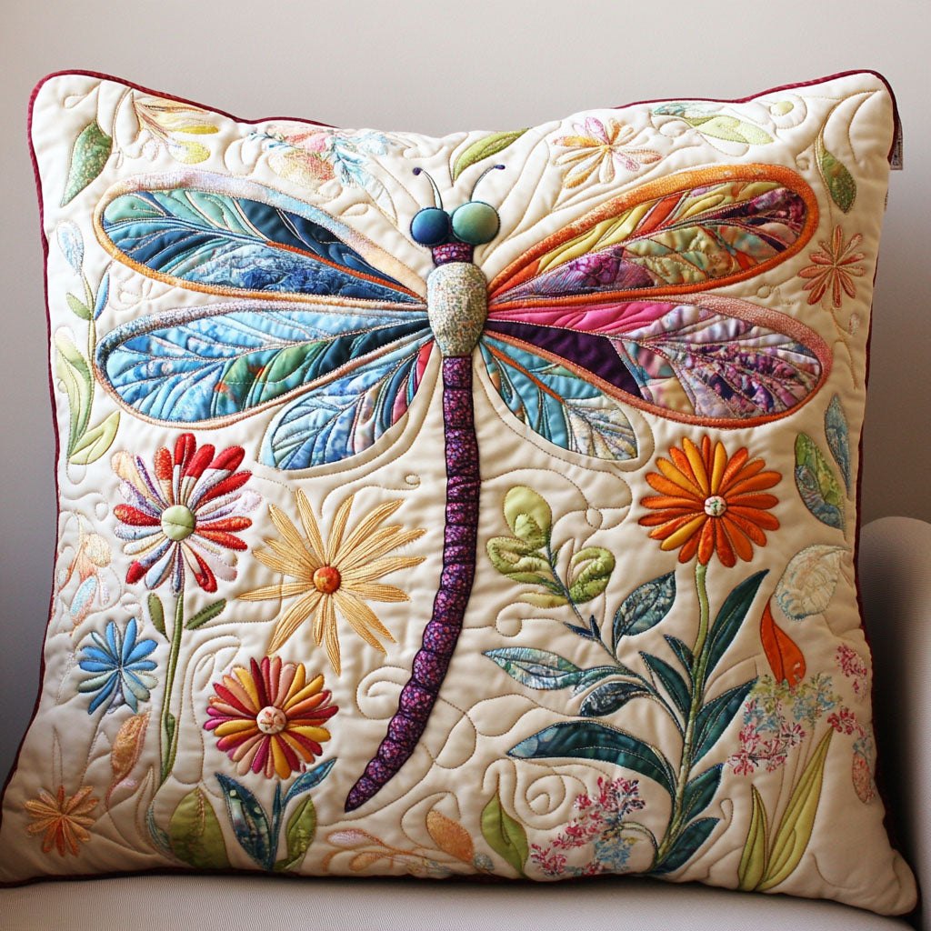 Blossoms and Wings Quilted Cushion Cover printed cushion cover
