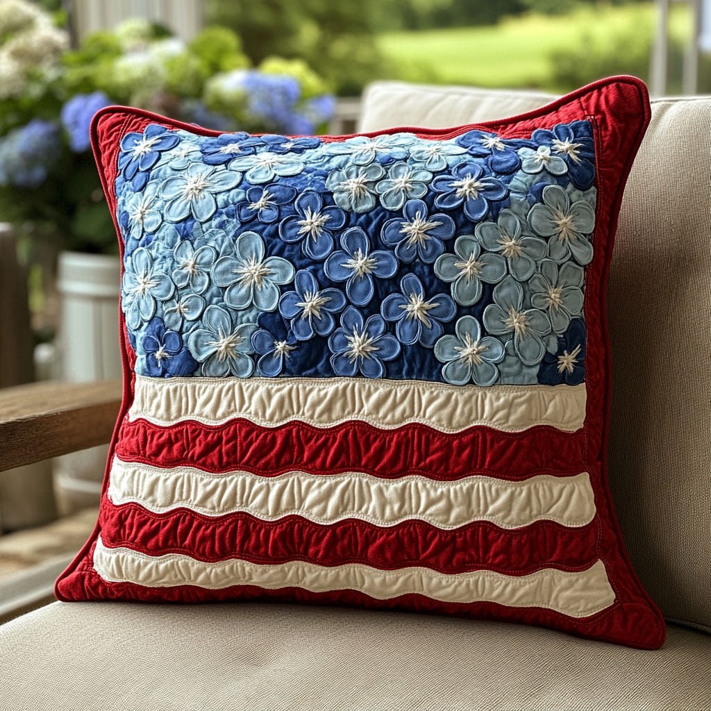 Blossoms of Freedom Quilted Cushion Cover printed cushion cover