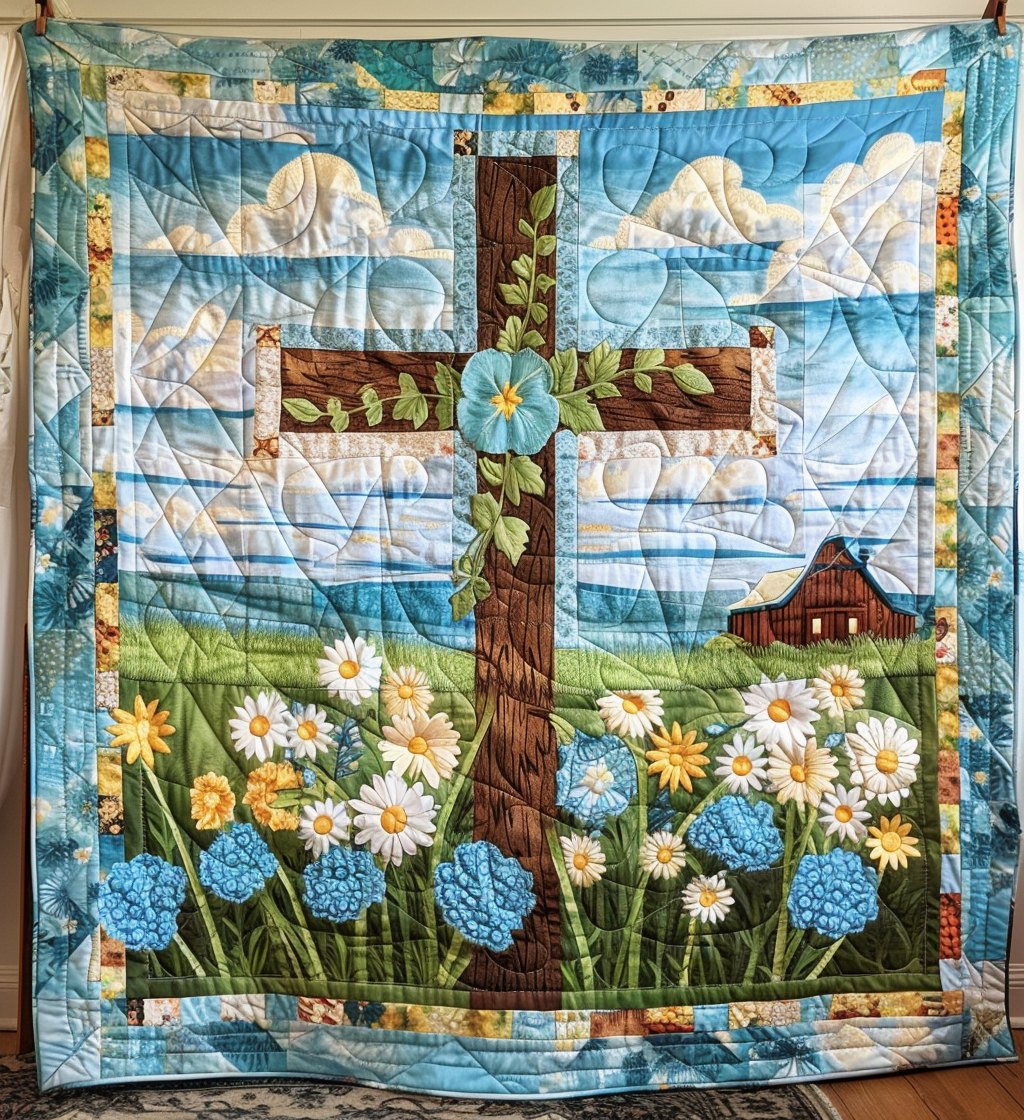 Blossoms of Grace Quilted Blanket printed blanket