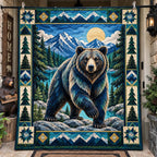 Blue Alpine Lake Bear printed blanket