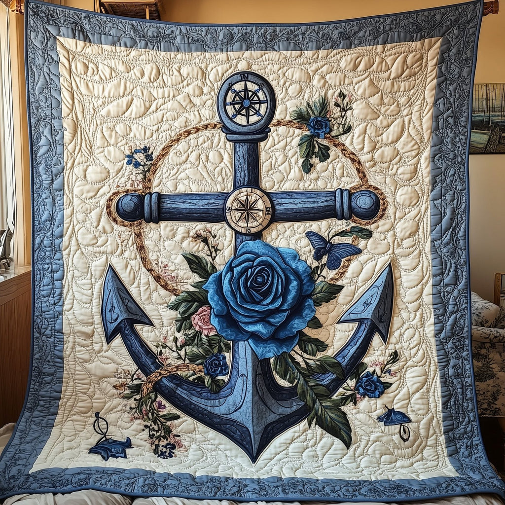 Blue Anchor Quilted Blanket printed blanket
