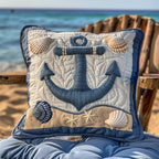 Blue Anchor Quilted Cushion Cover printed cushion cover