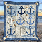 Blue Anchors Quilted Blanket printed blanket