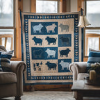 Blue Barnyard Pig Quilted Blanket printed blanket