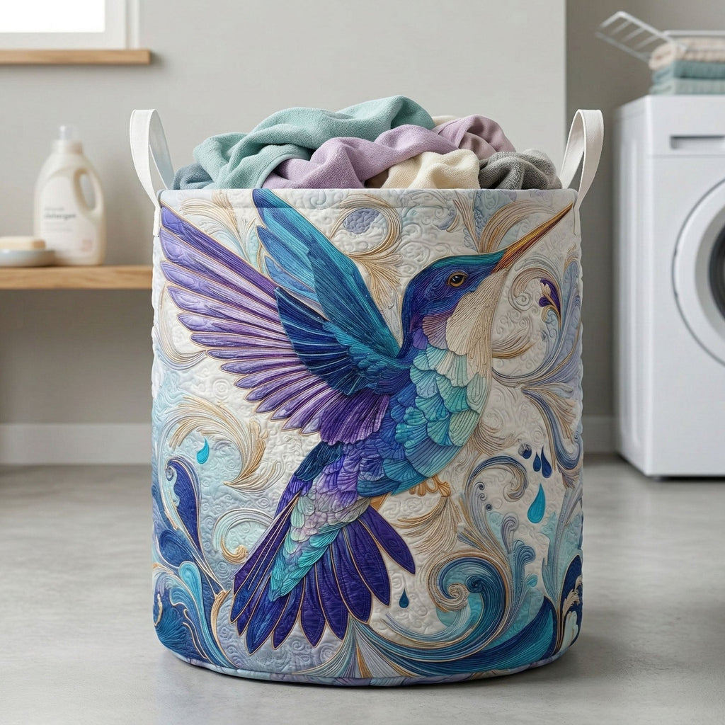 Blue Baroque Quilted Laundry Hamper printed laundry hamper