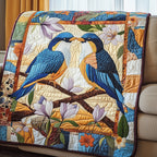 Blue Bird Quilted Blanket printed blanket