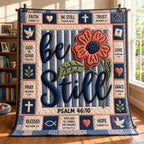 Blue Blossom Faith Quilted Blanket printed blanket