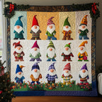 Blue Christmas Gnomes Quilted Blanket printed blanket