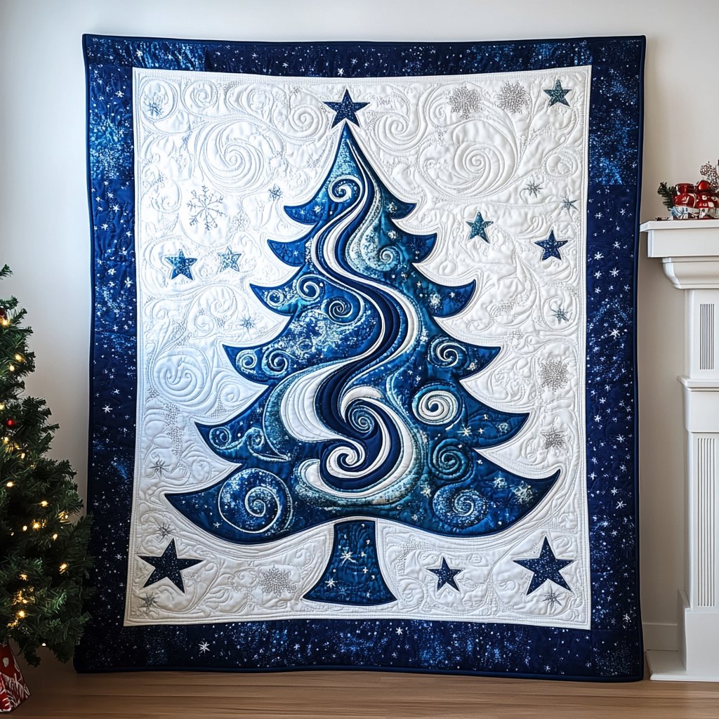 Blue Christmas Quilted Blanket printed blanket